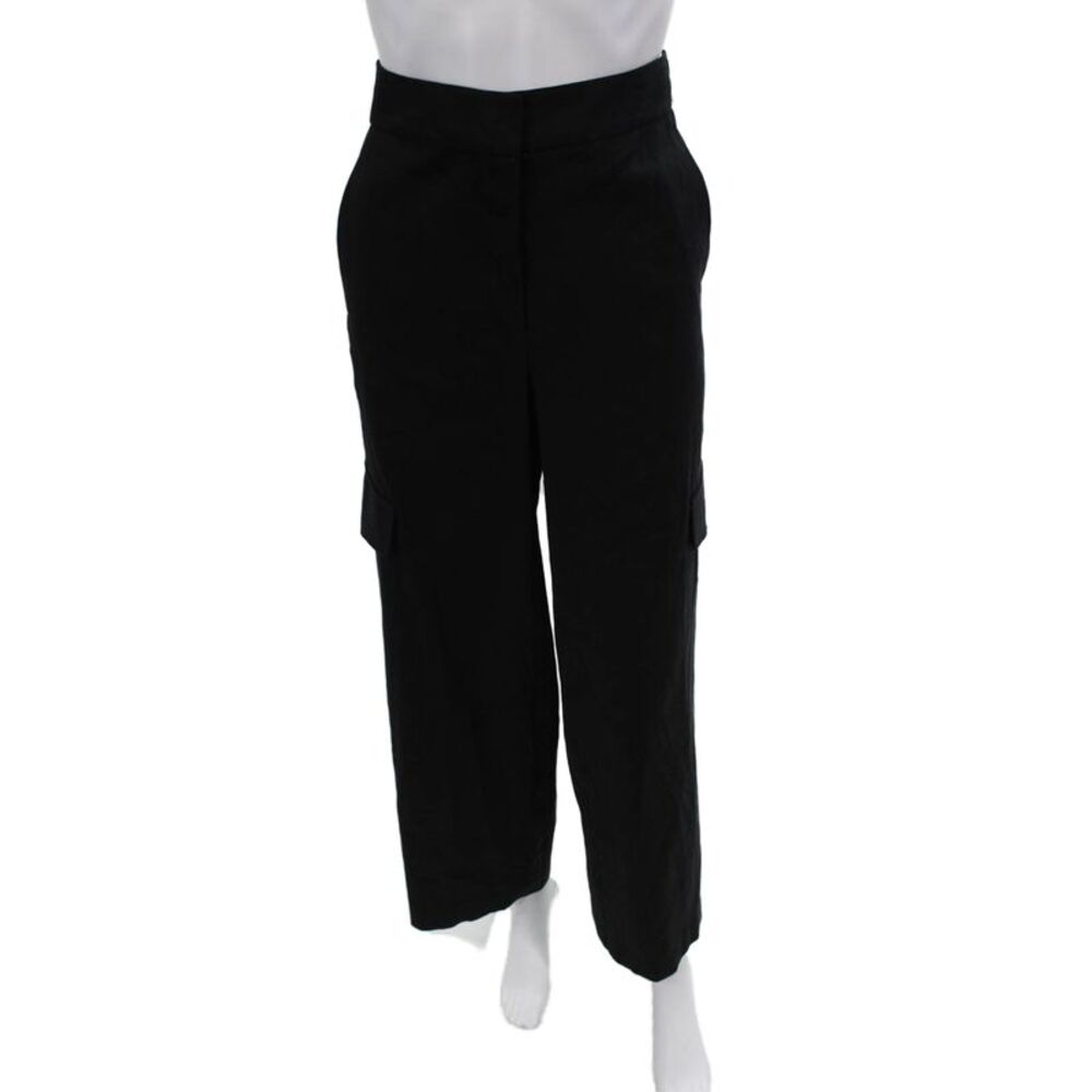 Estelle & Finn Womens Linen Full-Leg Pocket Trouser Pants Black Size 0